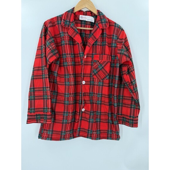 Vintage SILVIL Red Scotch Plaid Tartan Cotton USA Made Sleep Shirt DEADSTOCK - Picture 5 of 11